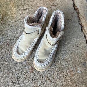 lukka Cream Beige Fur-Trim Winter Boots